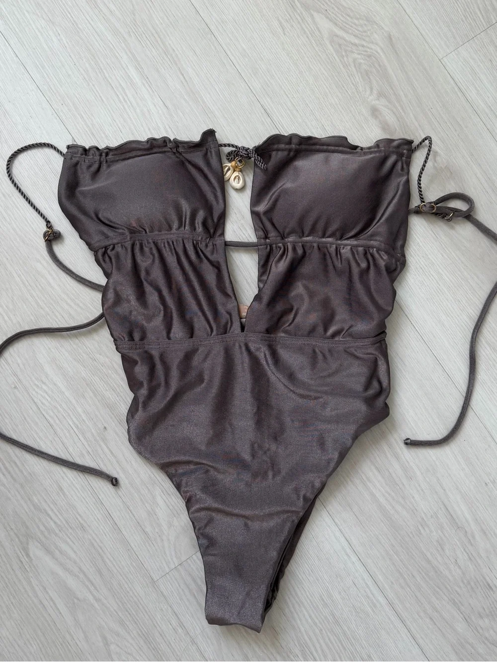 Gal Floripa Venus One Piece Swimsuit NWT | Brown Shimmer Cutout | M